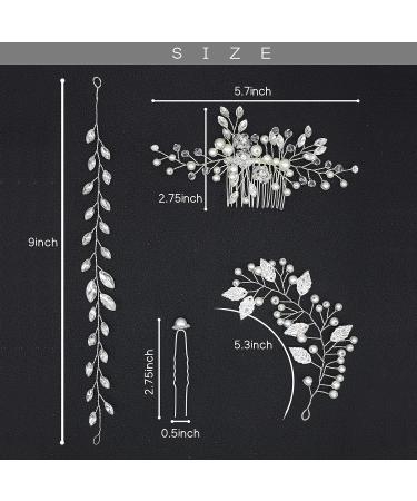 Bridal Pearls and Rhinestone Wedding Hair Accessories - Crystal Hair Piece Combs for Brides and Bridesmaids (23 Pack, Silver) - Buy Online on GoSupps.com
