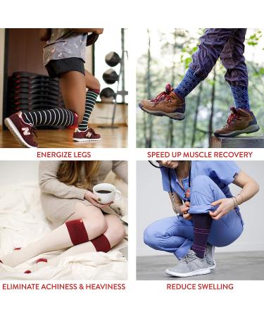VIM&VIGR Merino Wool 15-20 mmHg Compression Socks - Evergreen Global Stripe M/L (2) - Buy Online on GoSupps.com