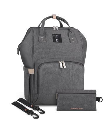 Pomelo Best Baby diaper backpack Stylish diaper bag Backpack with diaper pad multifunctional water -repellent large capacity backpack for mineral gray on the way