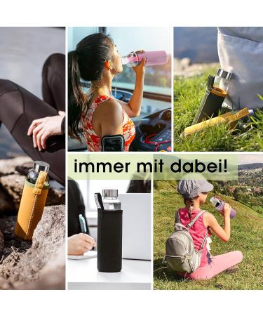 LIVONDO 0.5L Glass Drinking Bottle with Stainless Steel Cap & Neoprene Cover - Dishwasher Safe | Love - Piruette - Buy Online on GoSupps.com