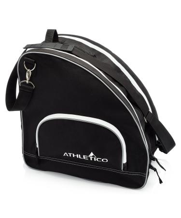 Athletico Ice & Inline Skate Bag - Premium Bag to Carry Ice Skates, Roller Skates, Inline Skates for Both Kids and Adults Black with White Trim