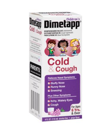 Dimetapp Children's Cold & Cough Antihistamine Cough Suppressant & Decongestant (Grape Flavor 4 fl. oz. Bottle)