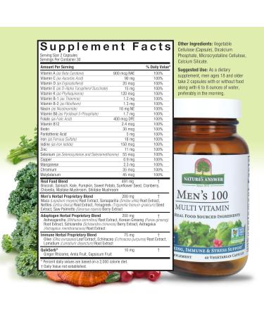 Nature's Answer Men's 100, Multivitamin, 60 Vegetarian Capsules - Buy Online on GoSupps.com