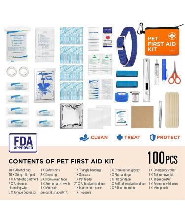 ARCA PET Cat & Dog First Aid Kit - Emergency Pet Travel Kit with Thermometer, Tick Remover & More | Neon Orange - Buy Online on GoSupps.com