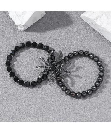 Xerling Black Beaded Spider Bracelets - Stretch Halloween Jewelry for Women & Girls - Buy Online on GoSupps.com