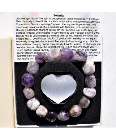 Zenergy Gems Natural Gemstone Crystal Nugget Bracelet with Selenite Heart - Amethyst - Buy Online on GoSupps.com