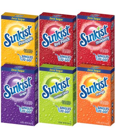 Sunkist Singles to Go Drink Mix Variety Pack 1 Orange 1 Grape 1 Pineapple 1 Lemon Lime 1 Strawberry 1 Red Punch 1 CT 1 CT