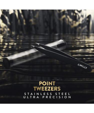 MILLY Pointed Tweezers - German Steel Precision Tweezers for Hair & Glass Removal - Buy Online on GoSupps.com