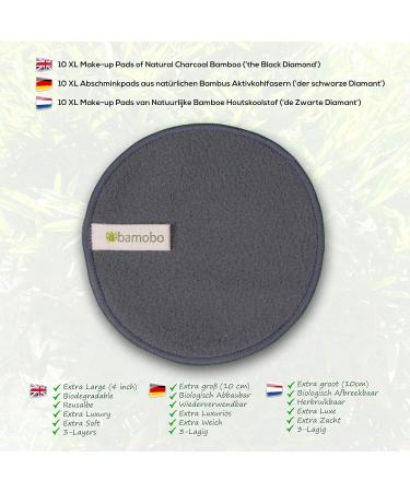 10 XL Reusable Bamboo Activated Carbon Makeup Pads | Washable Eco-Friendly Slurry Pads | Sustainable Cotton Towels - Buy Online on GoSupps.com