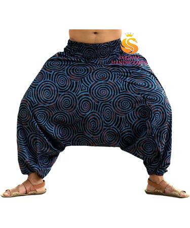 SARJANA HANDICRAFTS Unisex Cotton Harem Pants with Pockets - Hippie Blue Yoga Trousers - Buy Online on GoSupps.com