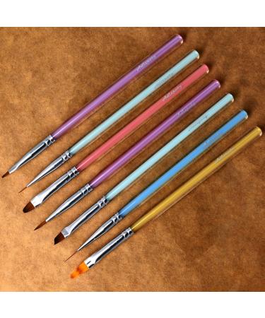 Nail Art Brushes Set 7pcs Nail Art Design Brushes for Gel Polish Nail Polish Brushes&Clean Up Brushes Nail Dotter Tool 3D Nail Art Decorations Brush for DIY Manicure Color