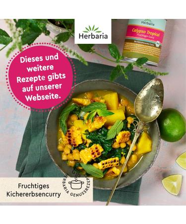 Herbaria Calypso Tropical Curry Bio 85g - Organic Spice Mixture for Fruity Indian Dishes - Sustainable Aroma Protection Box - Buy Online on GoSupps.com