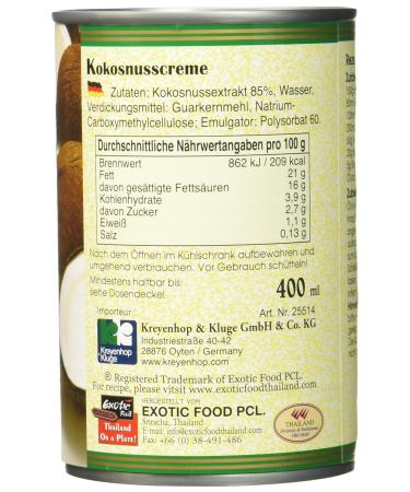 Exotic Food Coconut Cream - 400ml | Rich 22% Fat Content | Premium Quality for Cooking & Baking - Buy Online on GoSupps.com