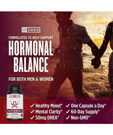 Zhou Clarity and Vitality 50mg Hormonal Balance Formula for Healthy Aging - 60 Vegan Capsules - Buy Online on GoSupps.com