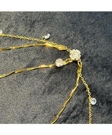 Ypkia Head Chain Gold Crystal Headband Pendant Bridal Headpiece Tassels Layered Hairpiece Festival Hair Accessories for Women and Girls (Gold) - Buy Online on GoSupps.com