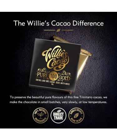  Willie's Cacao Willie's Cacao - 100% Cacao Chocolate Bar - Pure Gold 100% Cacao Sur del Lago - 40g x 12 - Hazelnut Notes - No Added Sugar - Vegan - Buy Online on GoSupps.com