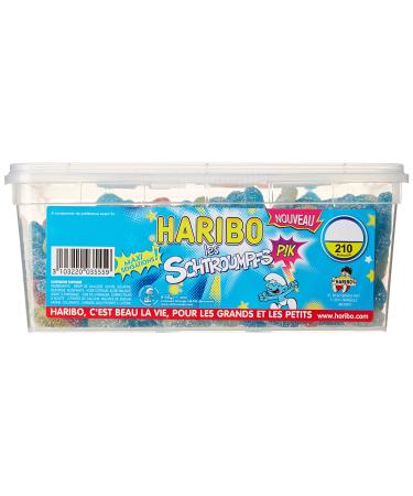 HARIBO - Les Schtroumpfs Pik - Bonbons Piquants Sans Colorants Artificiels - Bo te de 210 Bonbons