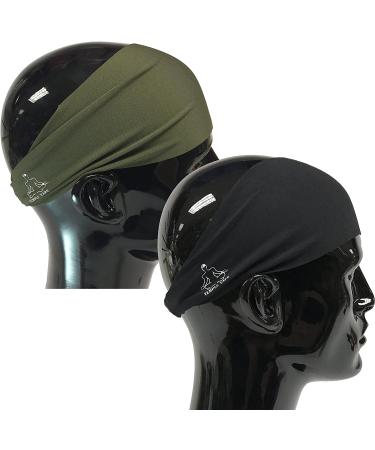 Temple Tape Headbands for Men and Women - 2-Pack Sweatband Set for Running, Yoga & Cross Training in Black & OD Green - Buy Online on GoSupps.com