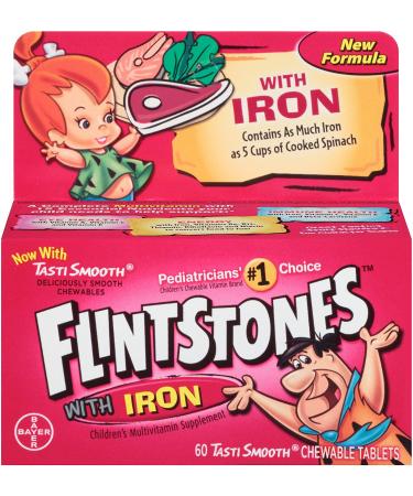 Flintstones Multivitamin with Iron for Kids - 60 Fruit-Flavored Chewable Tablets - Buy Online on GoSupps.com
