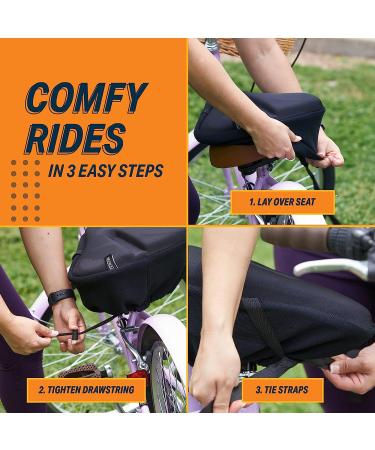 Bikeroo Gel Bike Seat Cushion - Peloton Compatible, Adjustable for Men & Women - Black Large - Buy Online on GoSupps.com