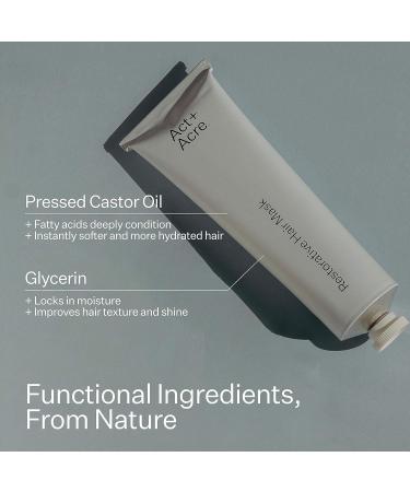 ACT+ACRE Restorative Hair Mask with Castor Oil | Lightweight Hair Treatment Mask | Cold Processed Conditioner (10 Fl Oz) - Buy Online on GoSupps.com