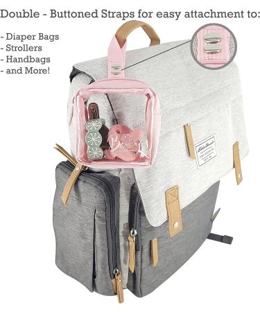 Llama Bella 5 Piece Diaper Bag Organizer Pouch Set - Clear with Straps and Pacifier Case in Pink - Buy Online on GoSupps.com