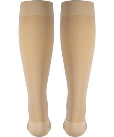 NuVein Medical Compression Stockings for Men & Women | 15-20 mmHg Knee Length Open Toe Beige - Large | International Shipping - Buy Online on GoSupps.com
