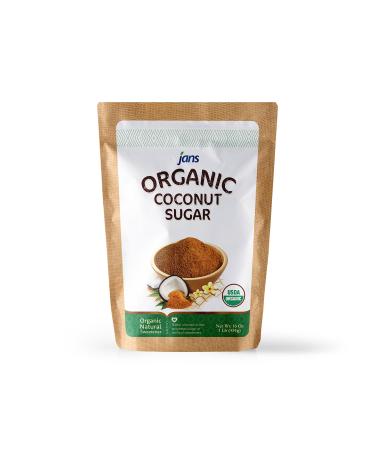 Jans Organic Coconut Sugar 16 oz | Gluten-Free | Certified Organic & Non-GMO | Low Glycemic | Paleo & Vegan Friendly 1 Pound (Pack of 1)
