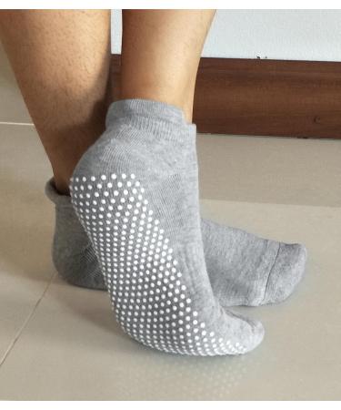 RATIVE Anti Slip Non Skid Barre Yoga Pilates Hospital Socks 3-pack for Men Women - Small - Black/Grey/Pink - Buy Online on GoSupps.com