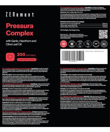 Pressura Complex with Garlic & Olive Leaf Oil | 300 Soft Capsules for Blood Pressure & Cardiovascular Health | 100% Natural Ingredients | Zenement - Buy Online on GoSupps.com