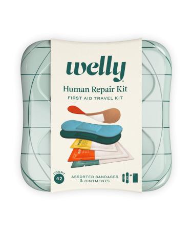 Welly Human Repair Kit - Bravery Badges in Flexible Fabric, Singe Use Ointments Triple Antibiotic, Hand Sanitizer, and Hydrocortisone - 42 Count