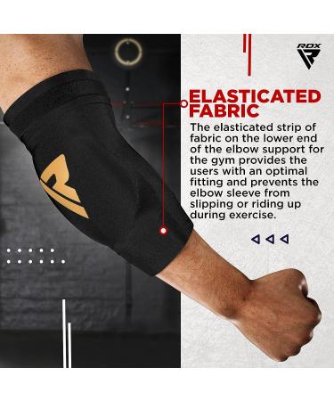 RDX Elbow Pads - SATRA Approved for Muay Thai, MMA, Kickboxing - Large Black Compression Sleeve for Men and Women - Buy Online on GoSupps.com