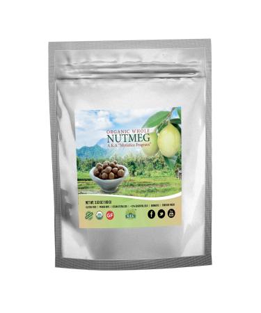 Organic Nutmeg Whole 3.5 oz, Freshly Harvested Aromatic Spice Premium Grade Fairtrade