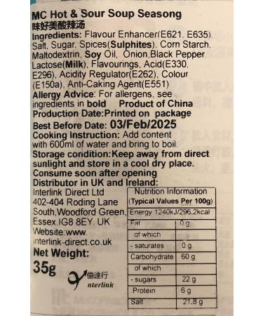 McCormick Hot & Sour Soup Seasoning Mix 35g Packs of 2 by Food Sanctuary - Buy Online on GoSupps.com