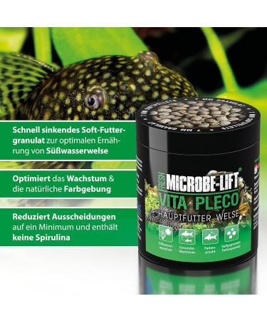 Microbe Lift Vita Pleco 250ml - Premium Soft Granulate Catfish Feed for Freshwater Aquariums | Supports Growth & Color Variety - Cold Pressed - Buy Online on GoSupps.com