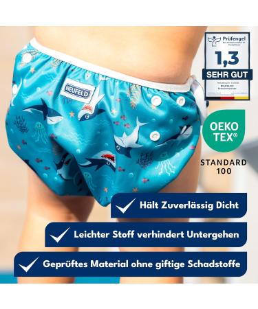 Buy Neufeld Reusable Swimming Diaper for Babies - Free Bag & E-Book Included | Funny Sharks Design Size L (Up to 22kg) - Ideal for International Shipping - Buy Online on GoSupps.com
