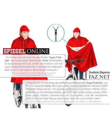 HOCK Premium Bicycle Rain Poncho - 100% Waterproof Ventilated Rain Gear for Men & Women - Super Interniko L Red/Silver - Buy Online on GoSupps.com