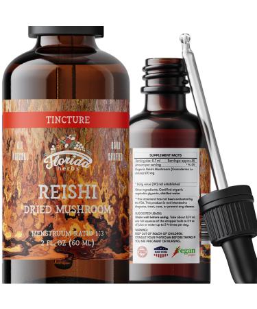Reishi Tincture Organic Reishi Mushroom Extract (Ganoderma Lucidum) Dried Mushrooms Supplement Non-GMO in Cold-Pressed Organic Vegetable Glycerin 700 mg 2 oz (60 ml) 2 Fl Oz (Pack of 1)