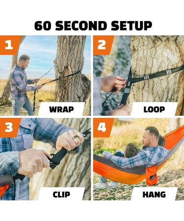 MalloMe Camping Hammock with Straps - Portable Double Hammock for 2 People - Outdoor Tree Hammock in Black/Grey - Ideal for Travel and Camping - Buy Online on GoSupps.com