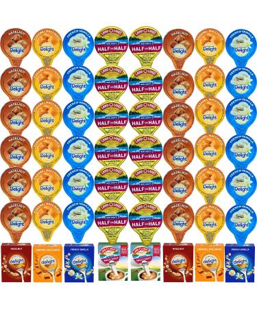 Coffee Creamer Singles Variety Pack Packaged by Bools International Delight Creamer Singles Set Delight Mini Coffee Creamer & Mini Moo's 4 Flavor Assortment (48 Pack) Coffee Creamer Singles for Home Office Coffee Bar Gift