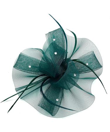 Ladies Large Feather Aliceband / Clip Fascinator Weddings Races Royal Ascot Hair Piece Womens Hat (Green) - Buy Online on GoSupps.com