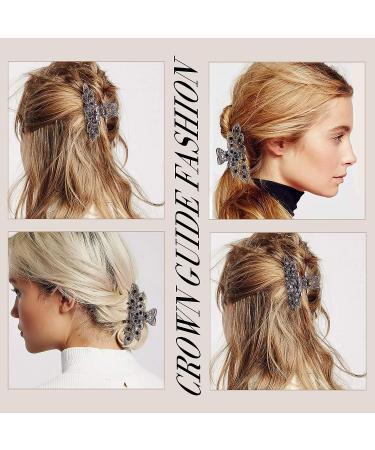 Fancy Hair Claw Jaw Clip Pin | Vintage Rhinestone Crystal Flowers Barrette for Women | White & Silver | Pack of 1 - Buy Online on GoSupps.com