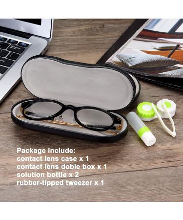 Muf 2 in 1 Double Sided Portable Contact Lens and Eyeglasses Case - Travel Kit with Mirror, Tweezer, Solution Bottle - Green/Black - Buy Online on GoSupps.com