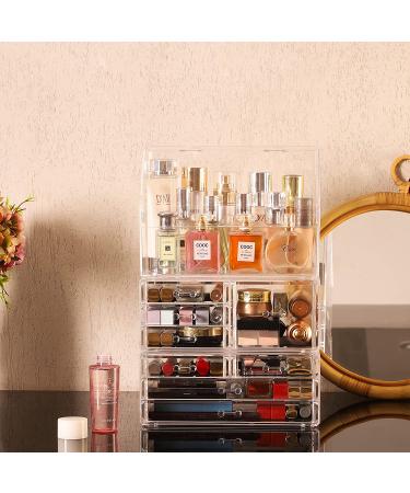 Clear Stackable Makeup Organizer Set - 3 Large Acrylic Cases with 8 Drawers, Dustproof, Waterproof for Bathroom Countertop - Buy Online on GoSupps.com