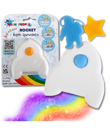 The Bean People Space Rocket-Themed Bath Bombs for Kids - Rainbow Coloured Kids Bath Bombs with Toys Inside Sponge Bath Toys 5 to Collect Fantastic Scent Rainbow Rocket