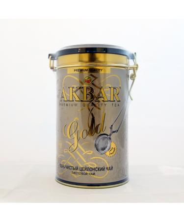 |Akbar || Gold Range || Ceylon Black Tea || FREE Tea Strainer || 100% Single Origin || Ultra-Premium Loose leaf Tea || Designer Tin caddy || 225g / 8oz. Round Tin (Pack of 1)|