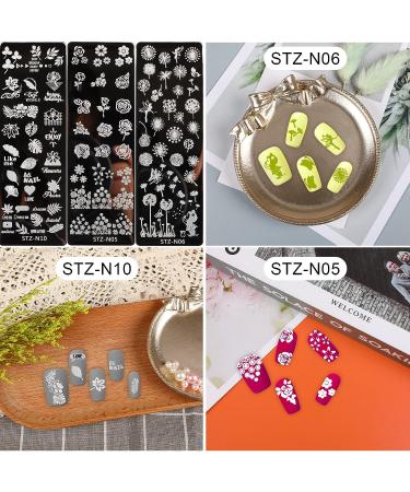 10Pcs Nail Stamp Plate Kit - Animal Flower Leaf Designs for Women & Kids - Buy Online on GoSupps.com