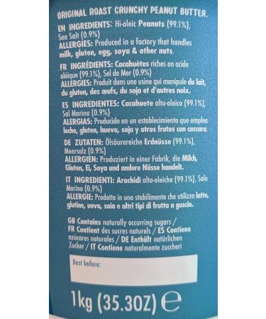  Manilife ManiLife Peanut Butter - Peanut Butter - All Natural Single Origin No Added Sugar No Palm Oil - Original Crunchy (1 x 1kg) - Buy Online on GoSupps.com