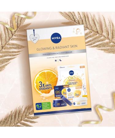 NIVEA Glowing & Radiant Gift Set (3 Pieces) NIVEA Gift Set Includes 100% Skin Identical Q10 Enriched Day Cream Night Cream and Face Sheet Mask Gifts for Women - Buy Online on GoSupps.com