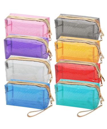 Lyellfe 8 pieces of waterproof cosmetic bags 20cm x 11.5 x 7.5cm PVC glitter dazzling cosmetic bags small portable cultural bags for women travel medical